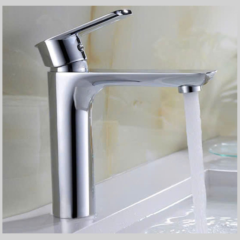 Vòi rửa mặt bằng đồng mạ chrome tròn hiện đại