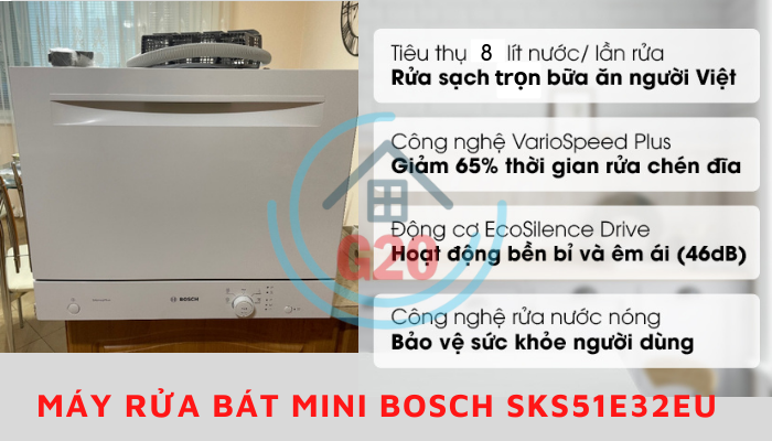 Máy rửa bát mini Bosch SKS51E32EU - Made in Spain