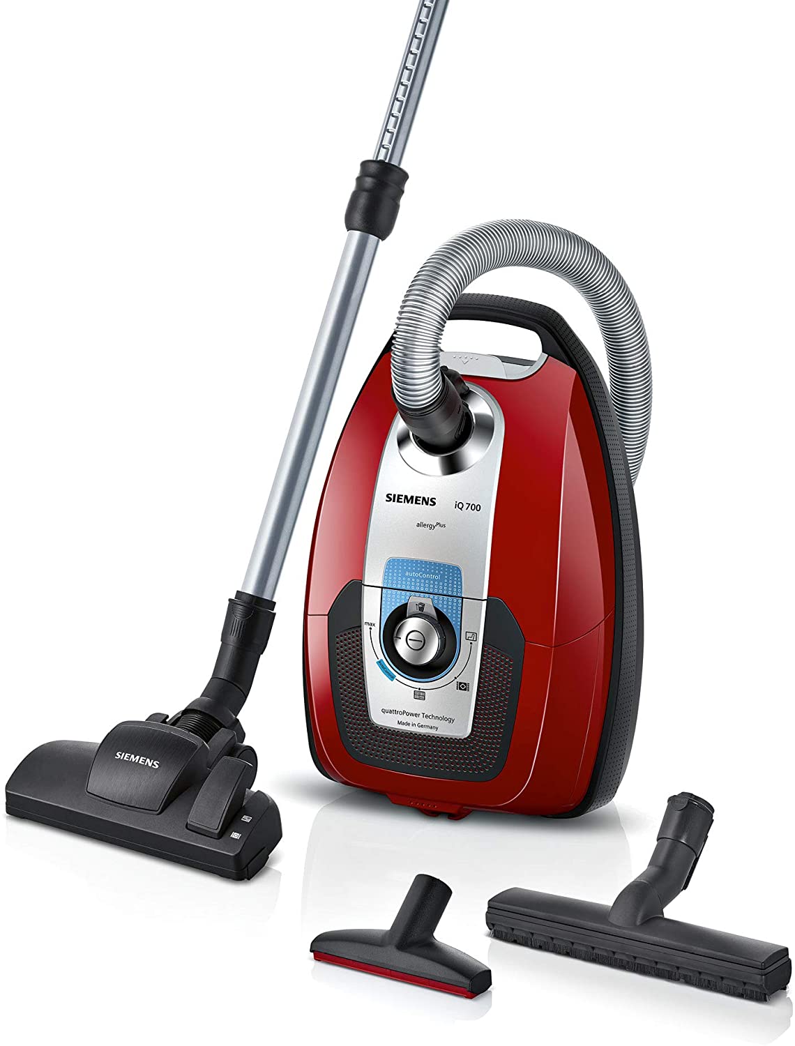 Máy hút bụi Siemens iQ700 VSC7AC342 có túi, 650W, độ ồn 69 dB, Màu Đỏ/Đen