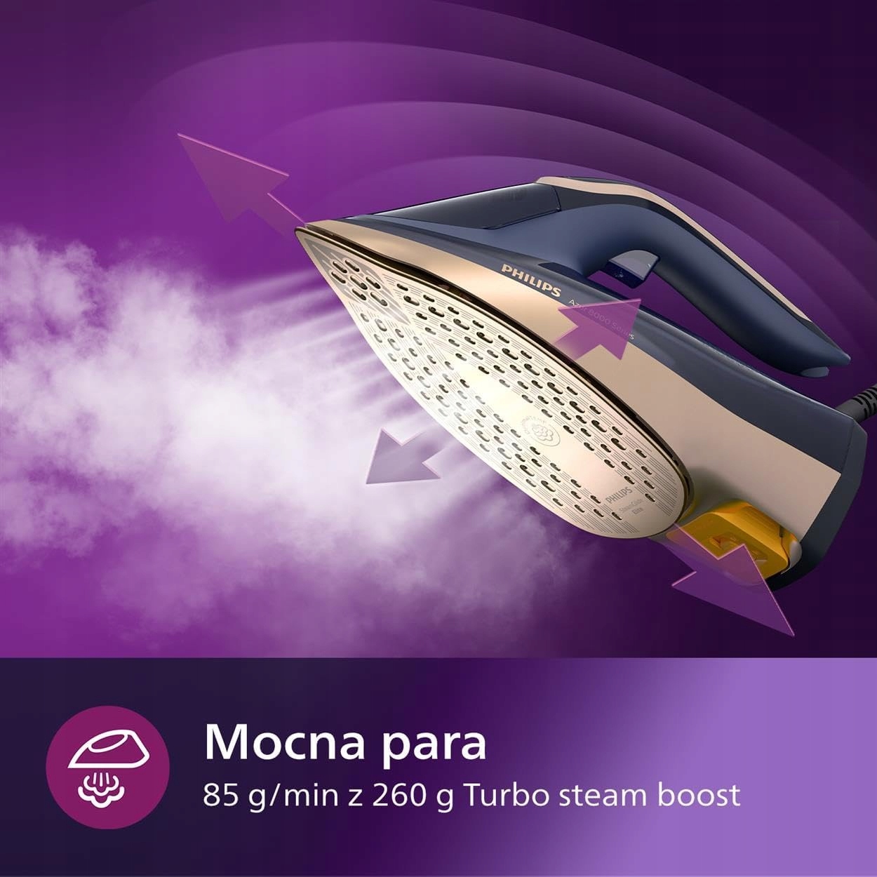 Bàn là hơi nước Philips Azur 8000 DST8050/20, Công suất 3000W, màu Xanh Lam đậm