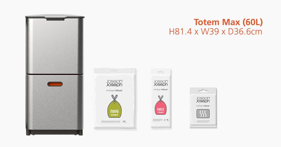 Thùng rác 2 ngăn Joseph Joseph 30060 TotemCompact 60L - Stainless Steel