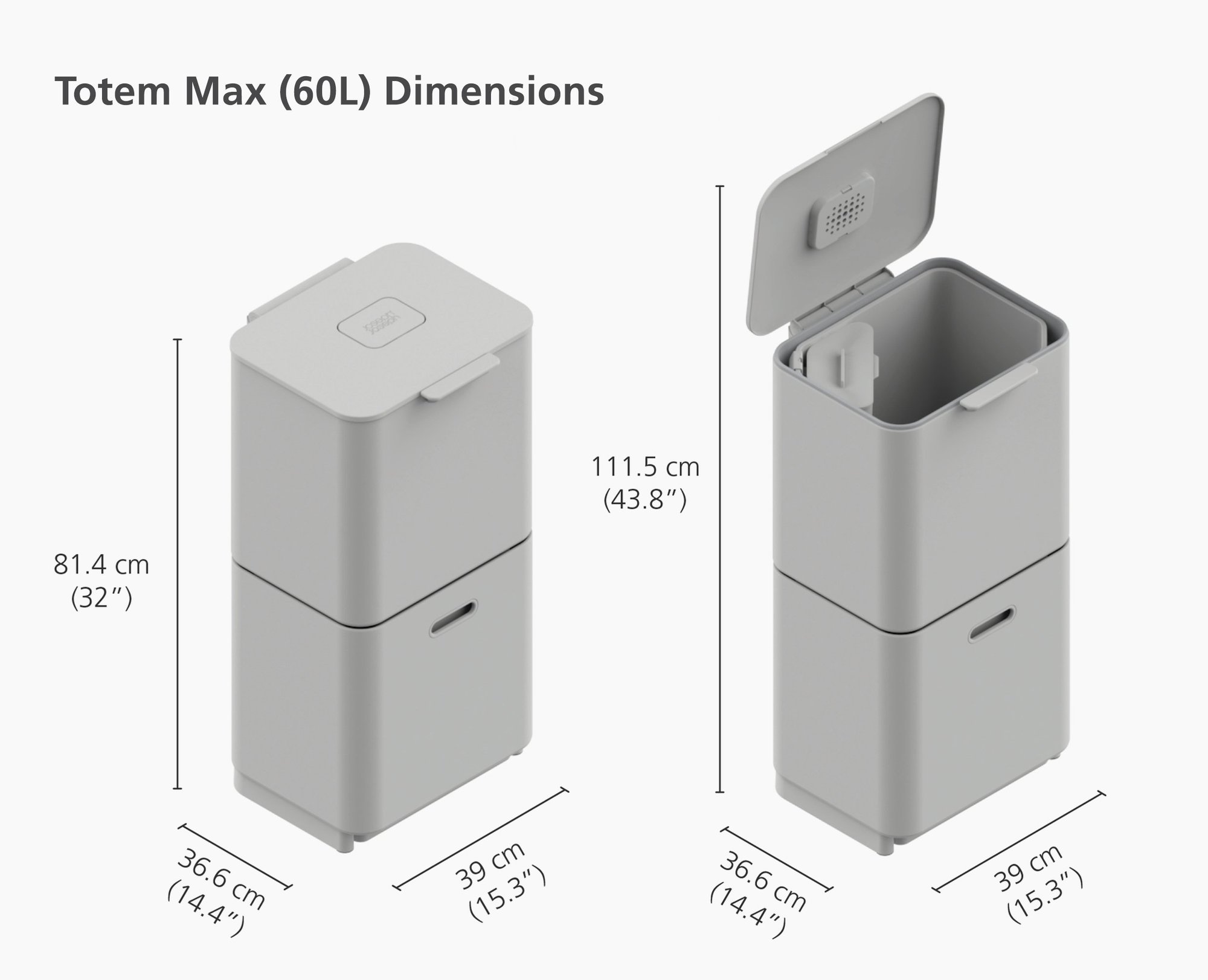 Thùng rác 2 ngăn Joseph Joseph 30060 TotemCompact 60L - Stainless Steel