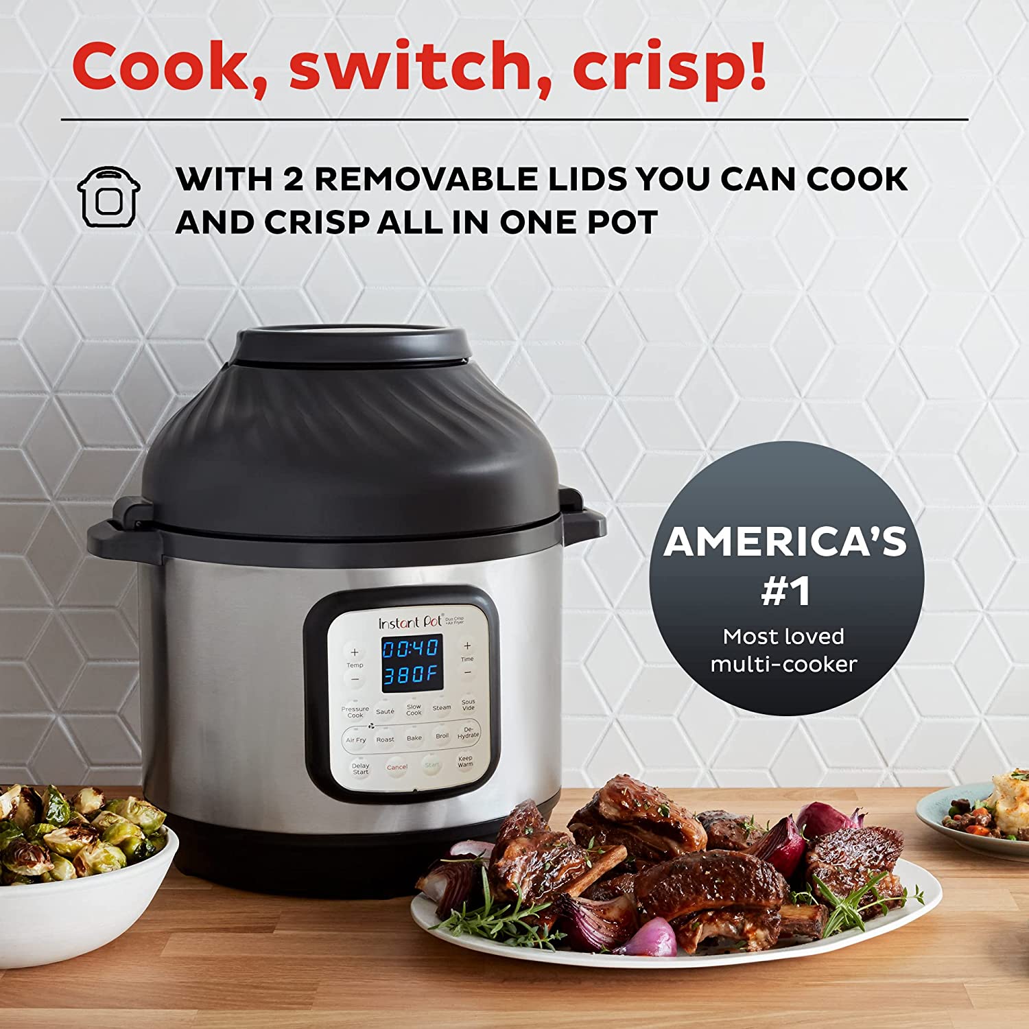 Nồi áp suất kiêm chiên không dầu Instant Pot Duo Crisp 8Qt 11-in-1 Dung tích 7.5L