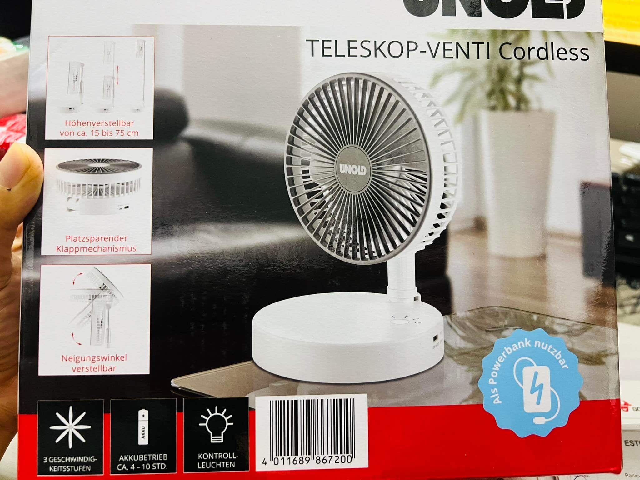 Quạt gấp gọn tích điện UNOLD 86720 Cordless Teleskop