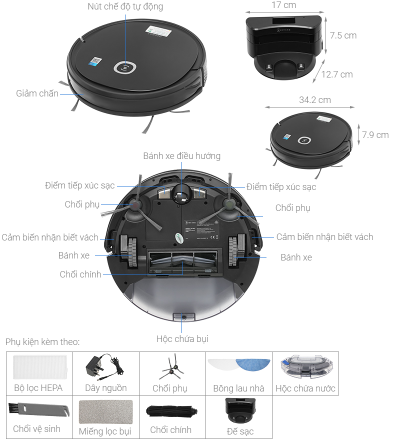 Robot hút bụi và lau nhà Ecovacs Deebot U2 Pro