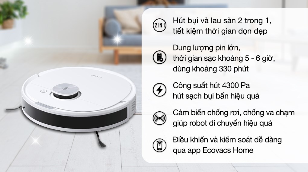 Robot hút bụi lau nhà Ecovacs Deebot N10 (Mới nhất 2023)