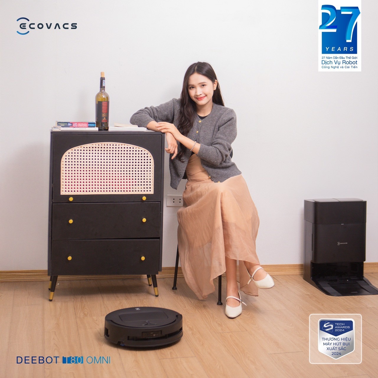 Robot hút bụi lau nhà Ecovacs Deebot T80 Omni