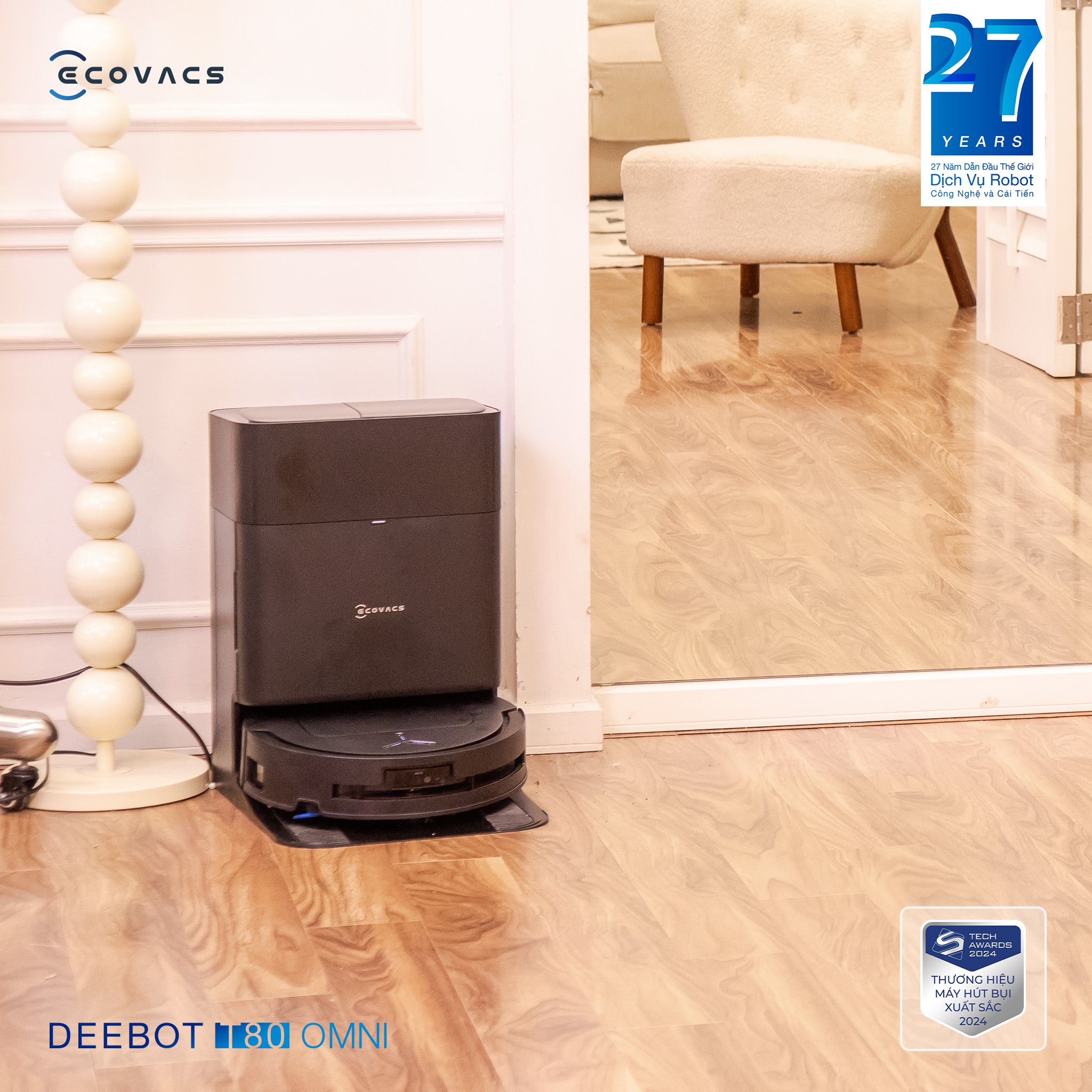 Robot hút bụi lau nhà Ecovacs Deebot T80 Omni