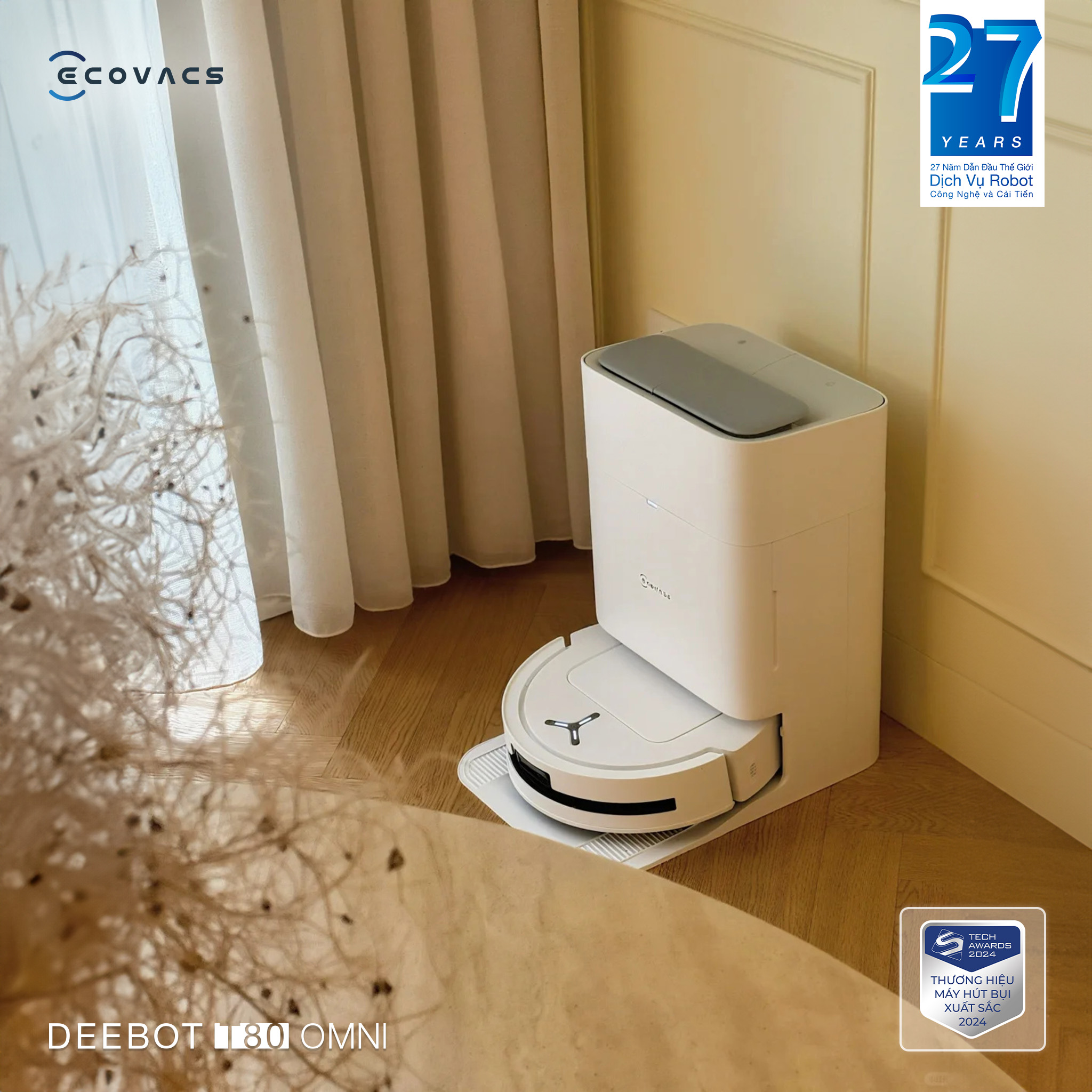 Robot hút bụi lau nhà Ecovacs Deebot T80 Omni