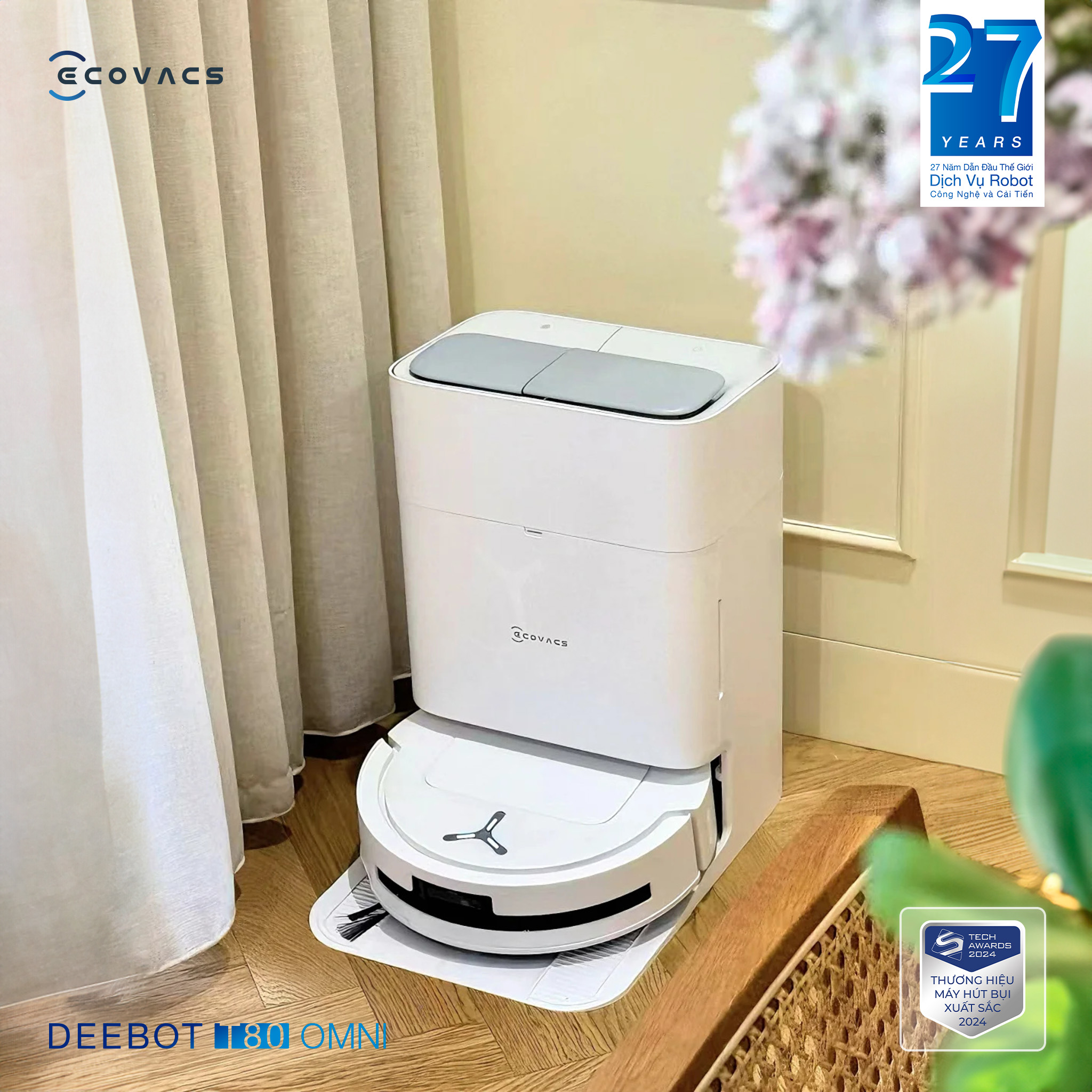 Robot hút bụi lau nhà Ecovacs Deebot T80 Omni