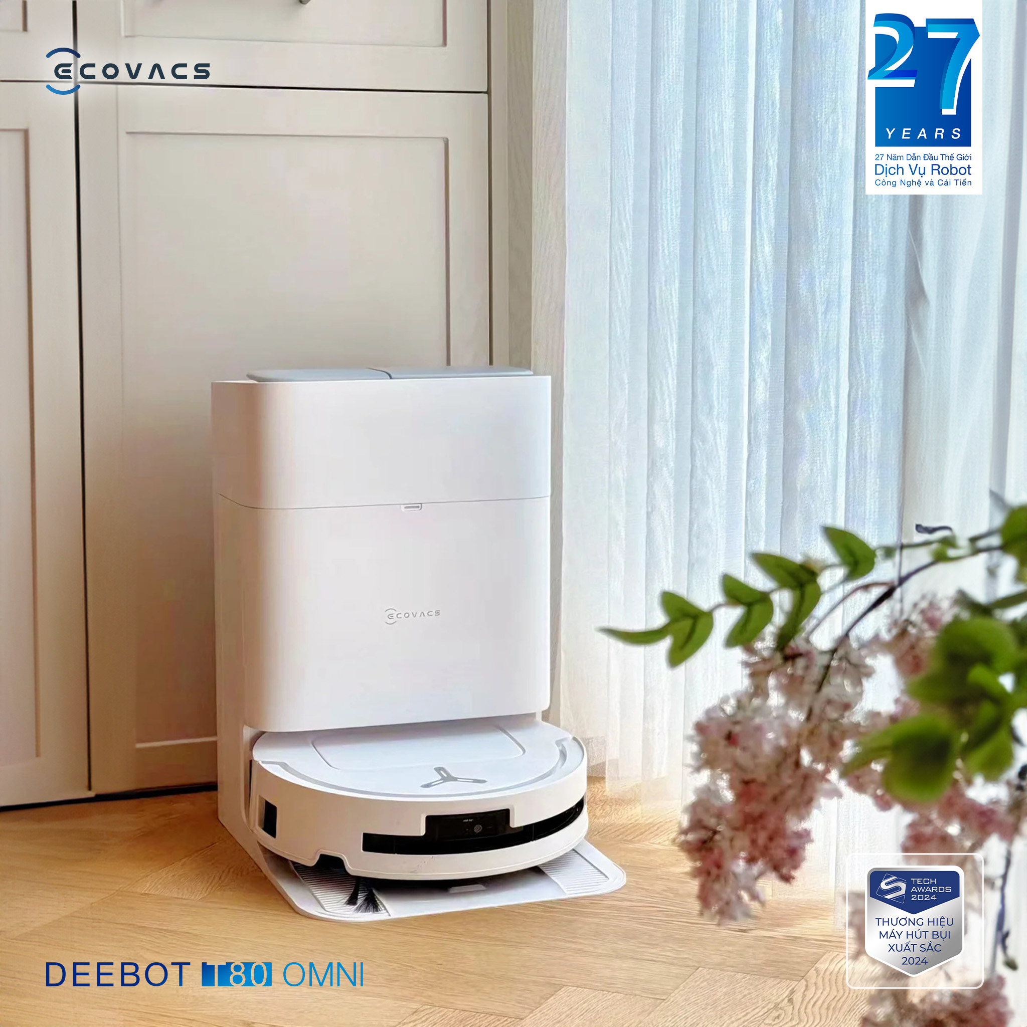 Robot hút bụi lau nhà Ecovacs Deebot T80 Omni