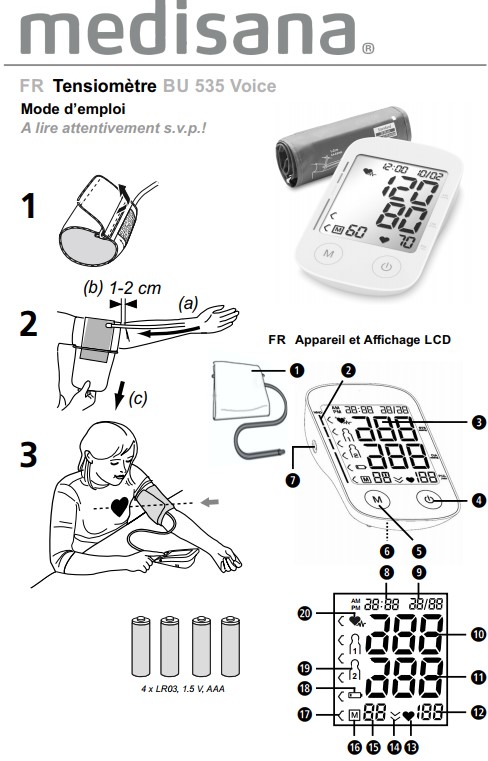 Máy đo huyết áp Medisana BU 535