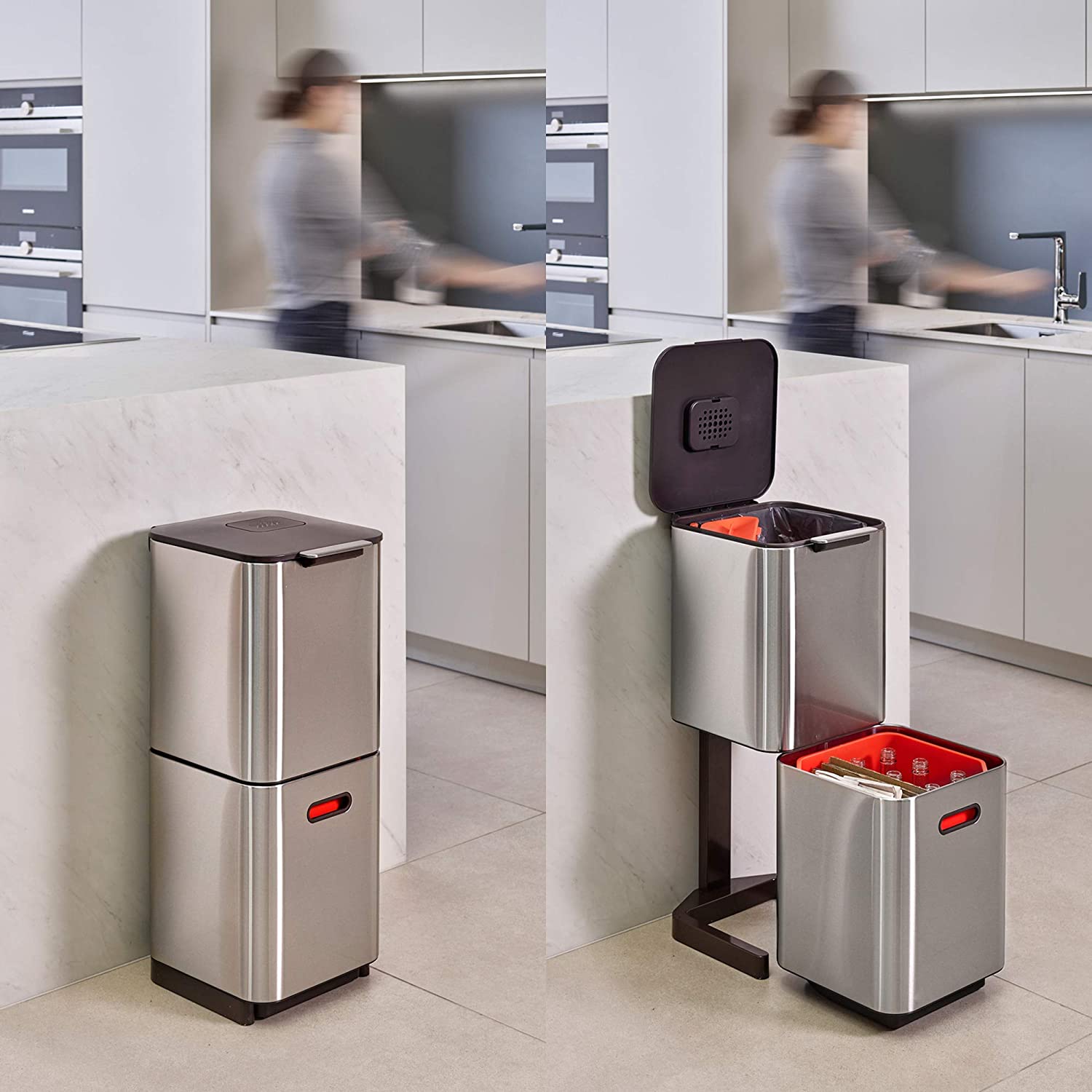 Thùng rác 2 ngăn joseph joseph 30065 Totem Compact 40L