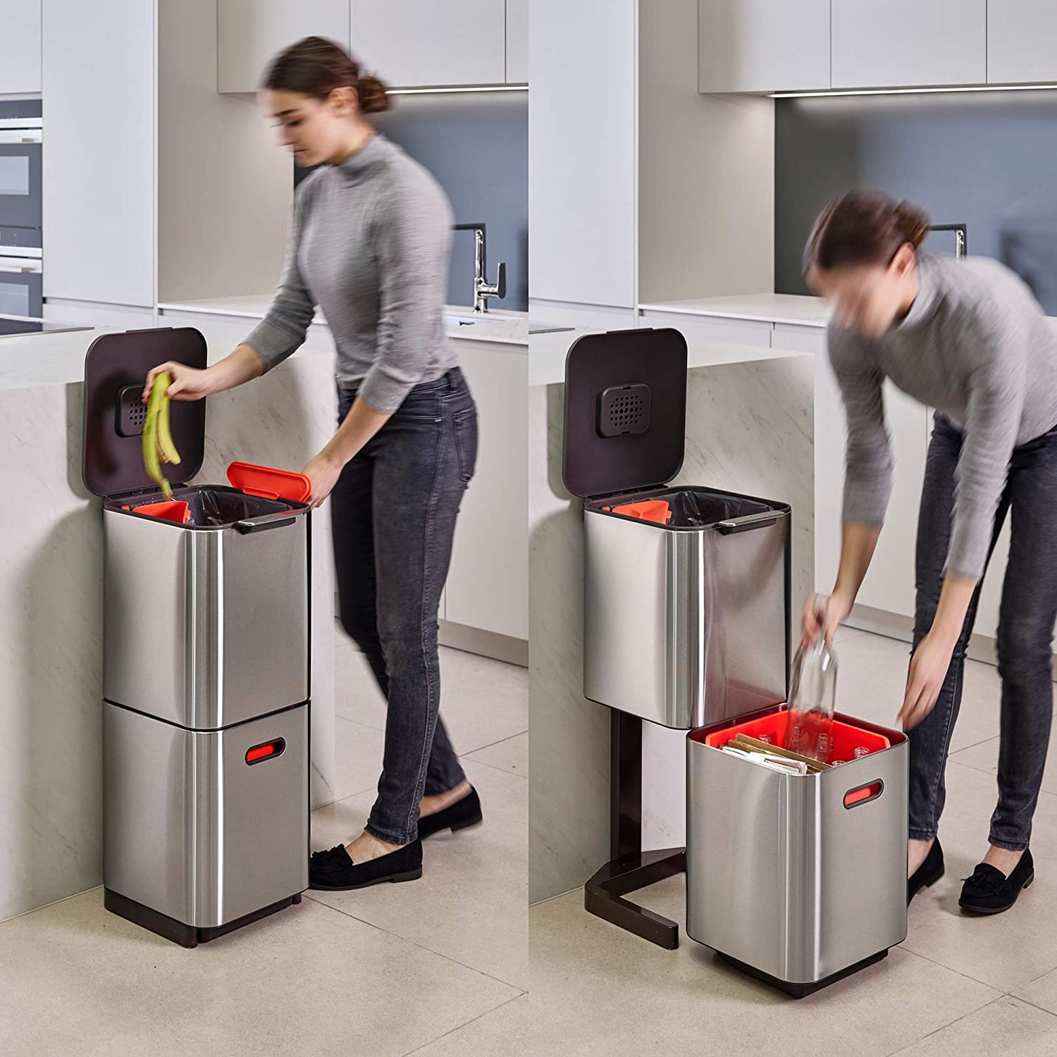 Thùng rác 2 ngăn joseph joseph 30065 Totem Compact 40L