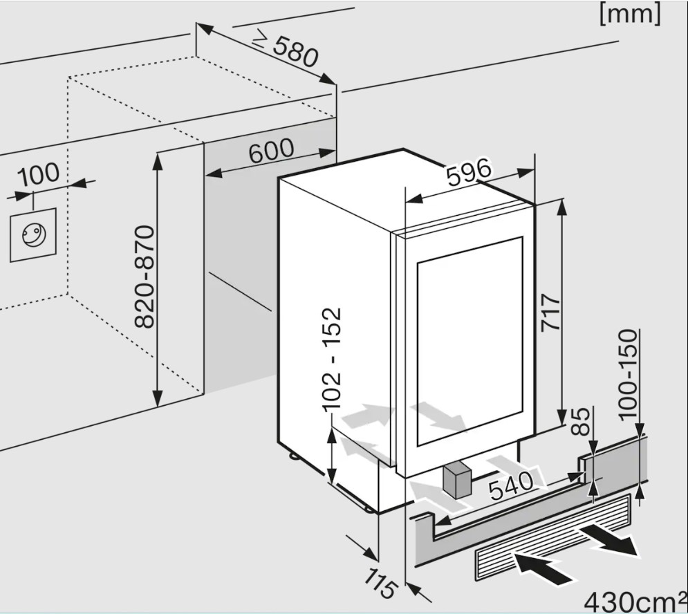Tủ bảo quản rượu vang âm tường Miele KWT 6322UG – Dung tích 94 Lít (chứa 34 chai rượu loại 0,75 lít)