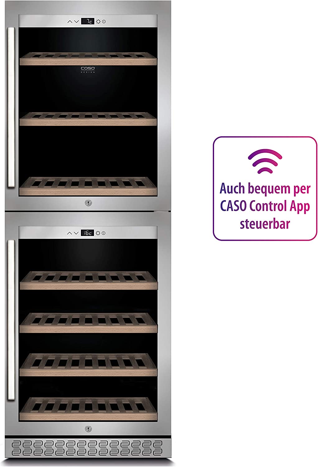 TỦ BẢO QUẢN RƯỢU CASO WINECHEF PRO 126-2D 776, 2 VÙNG, 126 CHAI