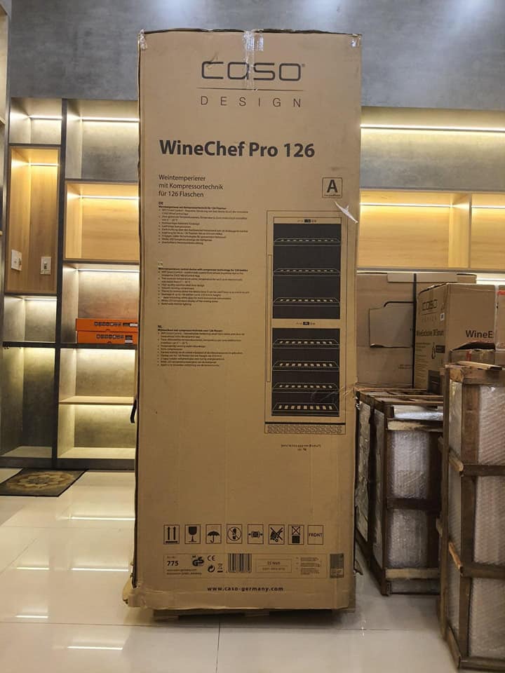 TỦ BẢO QUẢN RƯỢU CASO WINECHEF PRO 126-2D 776, 2 VÙNG, 126 CHAI