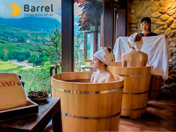 cách dùng bồn tắm gỗ