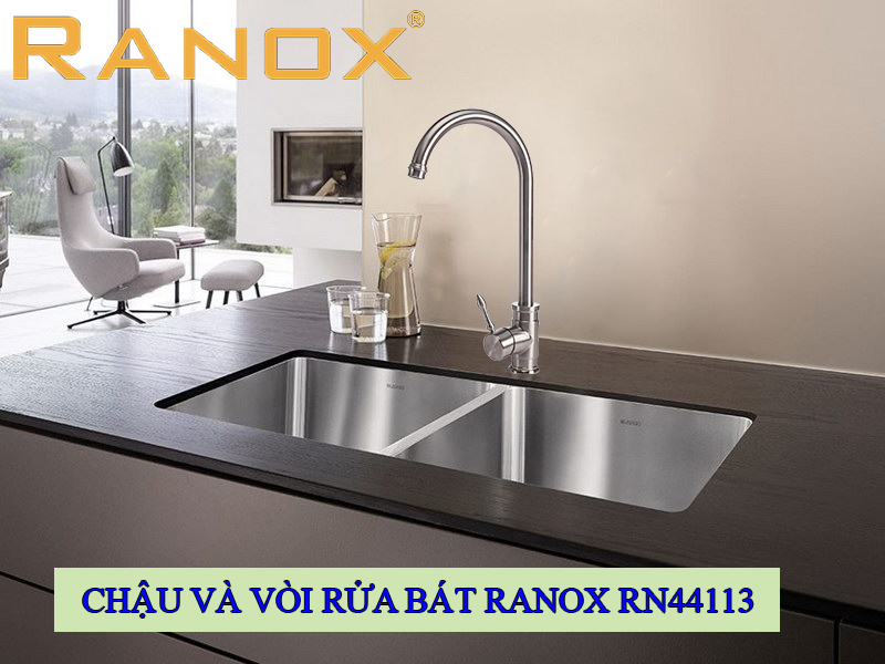 Cách bố trí vật dụng trong bếp - Combo chậu và vòi rửa bát Ranox RN44113
