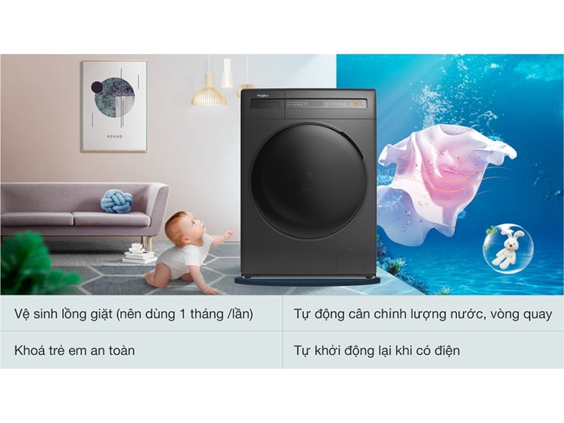 Máy giặt Whirlpool Inverter 10.5 kg FWEB10502FG 3