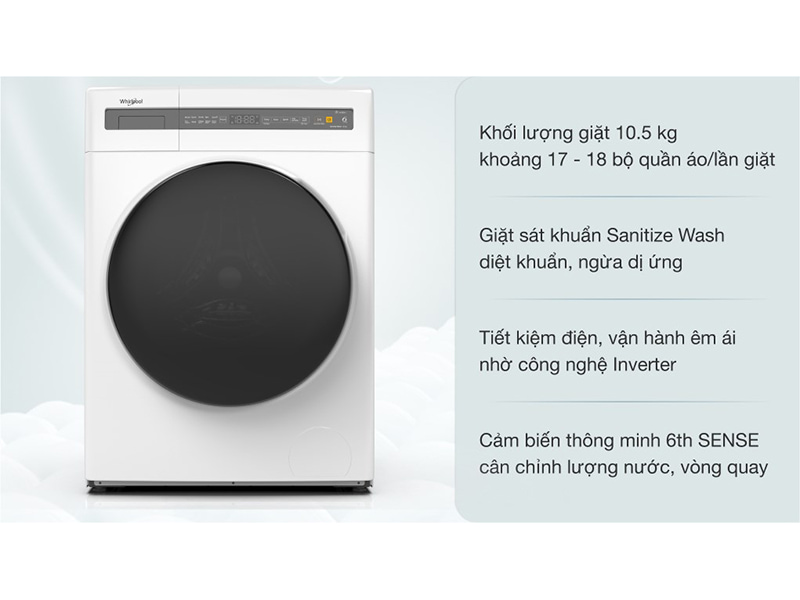 Máy giặt Whirlpool Inverter 10.5 kg FWEB10502FW 1