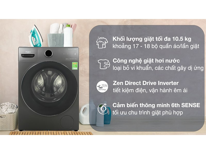 Máy giặt Whirlpool Inverter 10.5 Kg FWMD10502FG 1