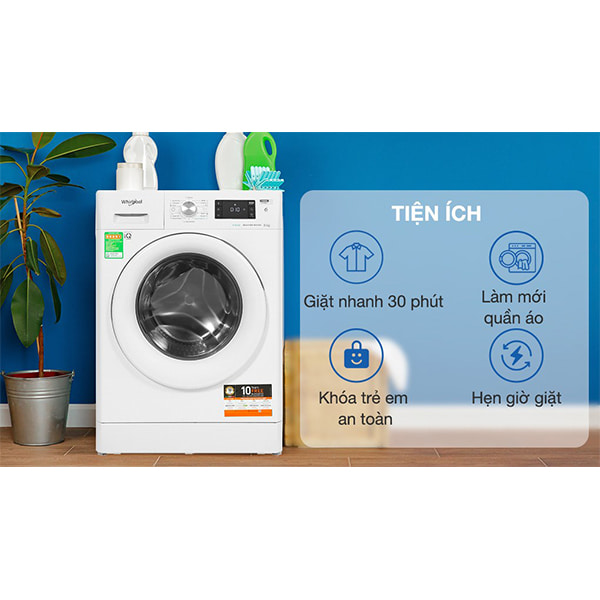 Máy giặt Whirlpool Inverter 8 Kg FFB8458WV EU 3