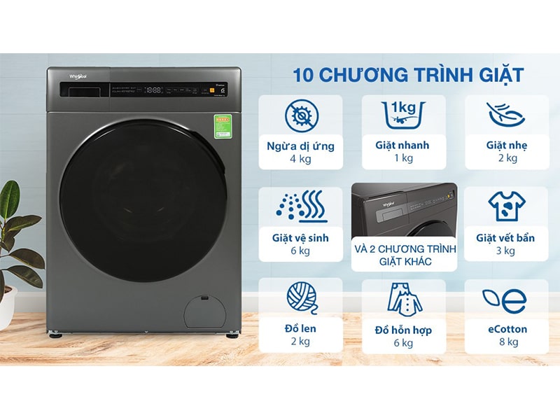 Máy giặt Whirlpool Inverter 8 kg FWEB8002FWG 2