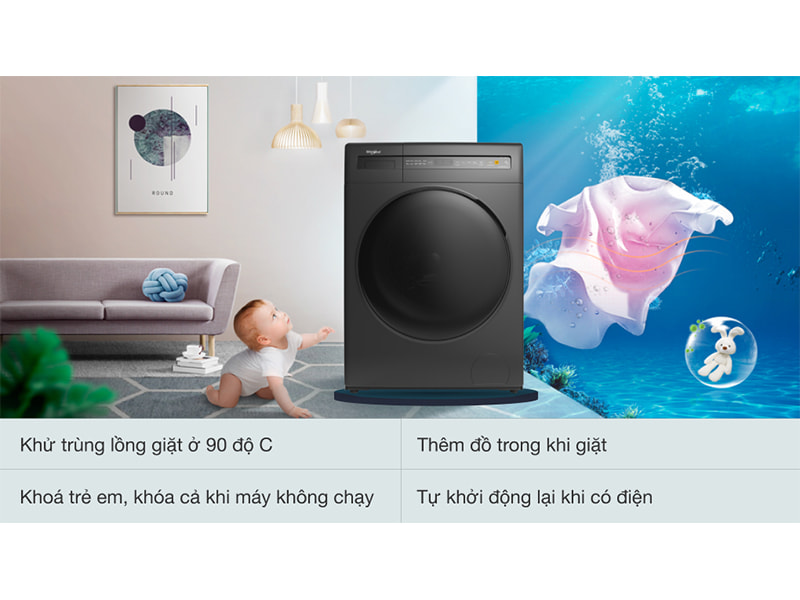 Máy giặt Whirlpool Inverter 8 kg FWEB8002FWG 4