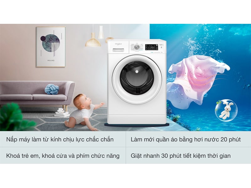 Máy giặt Whirlpool Inverter 9 Kg FFB9458WV EE 3