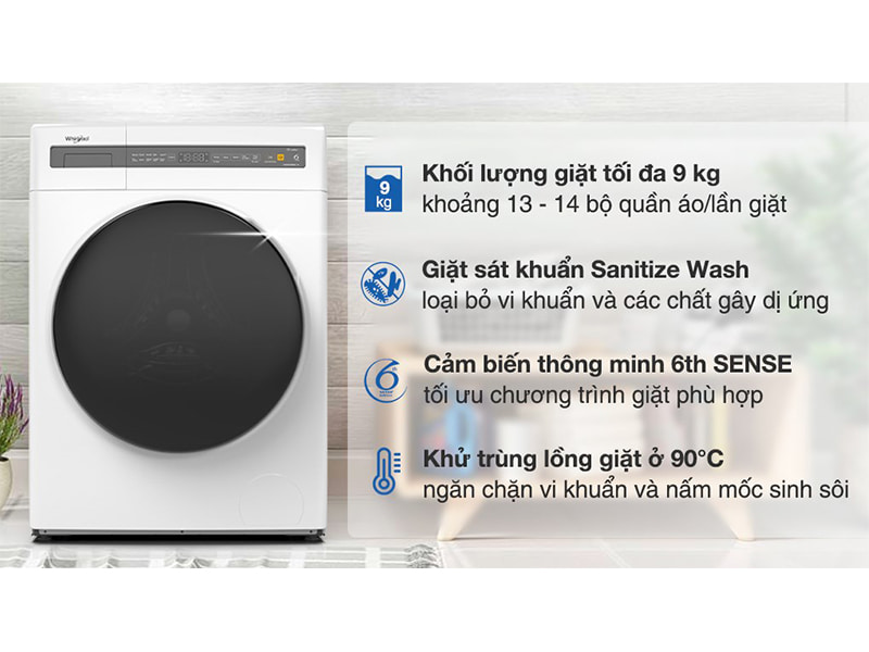 Máy giặt Whirlpool Inverter 9 kg FWEB9002FW 2