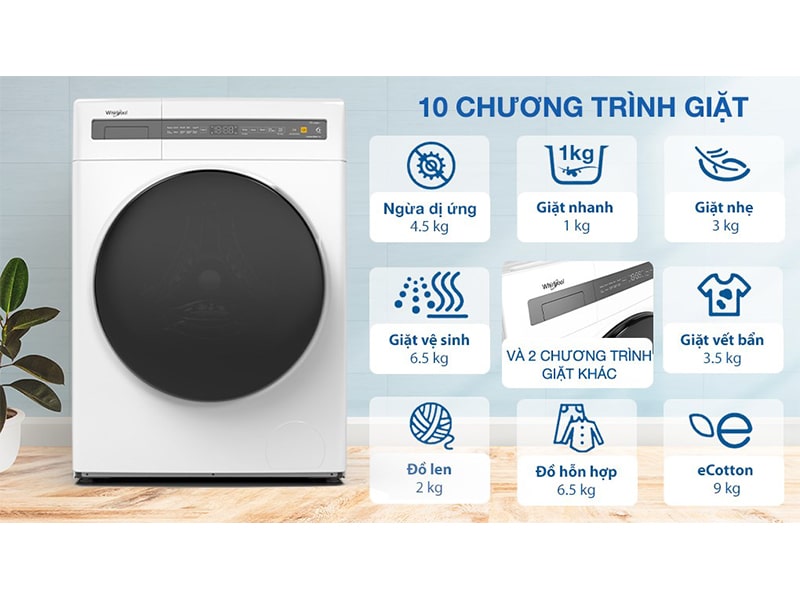 Máy giặt Whirlpool Inverter 9 kg FWEB9002FW 4
