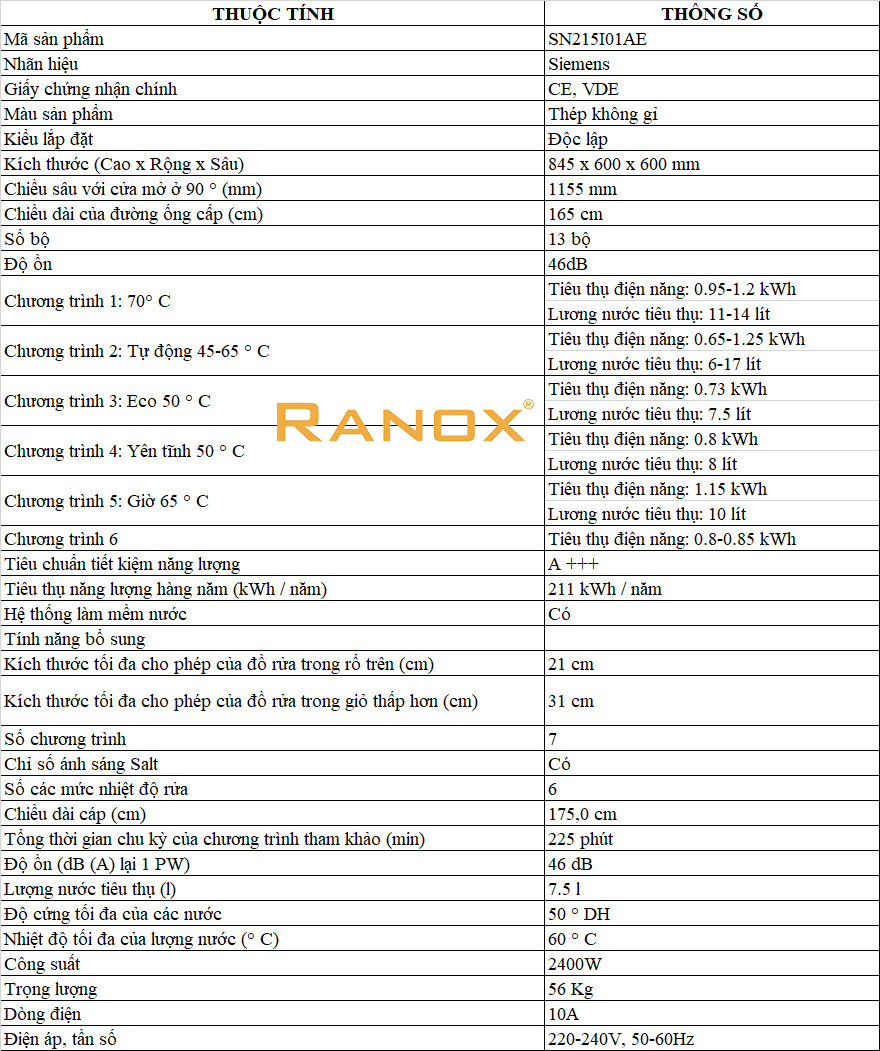 Máy Rửa Bát Siemens SN215I01AE - 06