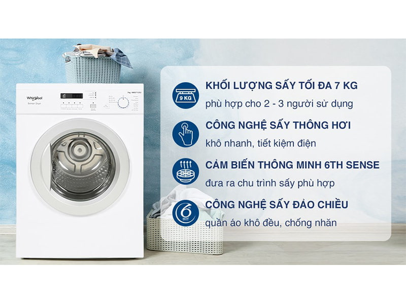 Máy sấy thông hơi Whirlpool 7 Kg AWD712S2 1