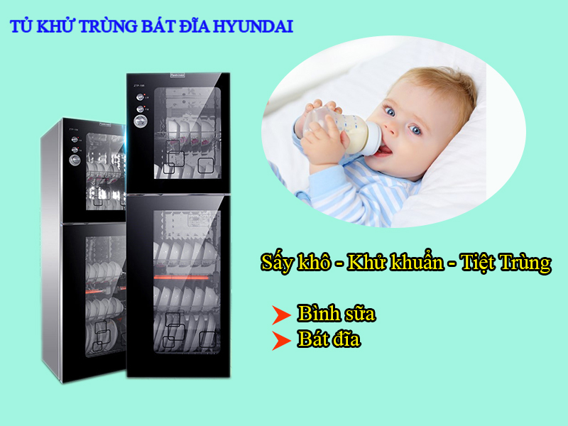 Tủ sấy khử trùng bát đĩa HYUNDAI màu đen 01