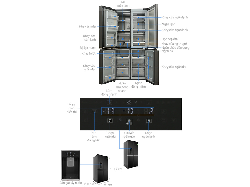 Tủ lạnh 4 cánh Whirlpool WFQ590DBSV 593L 5