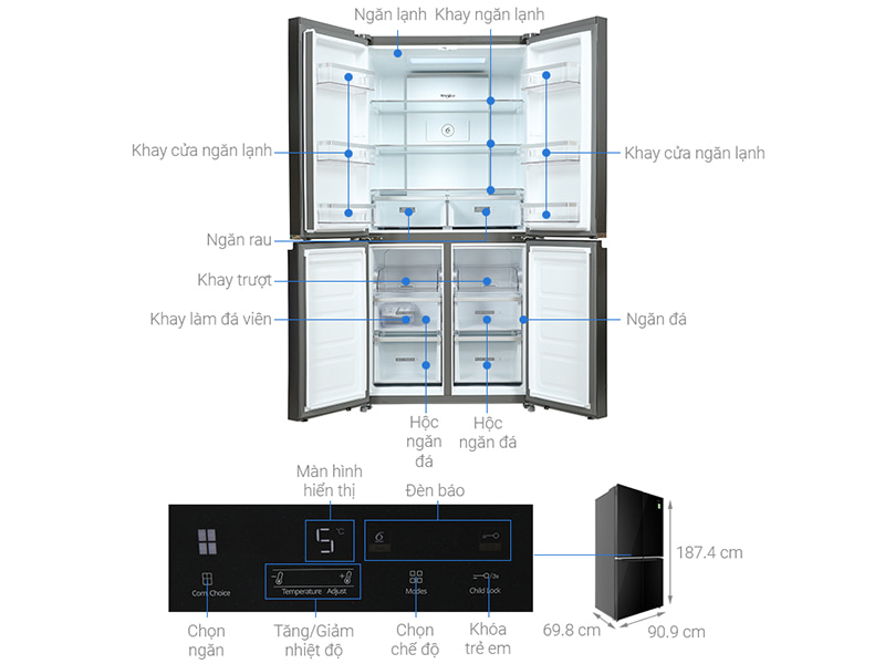 Tủ lạnh Whirlpool Inverter 4 cửa 594 lít WFQ590NBGV 2