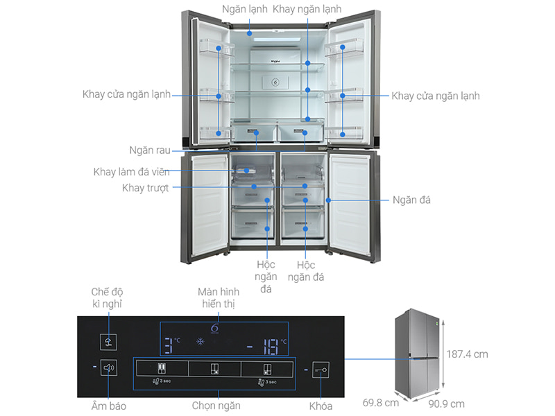 Tủ lạnh Whirlpool Inverter 594 lít WFQ590NSSV 2
