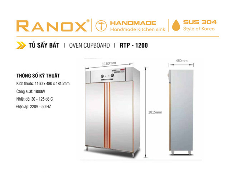 Tủ sấy chén bát công nghiệp RTP-1200 - 01