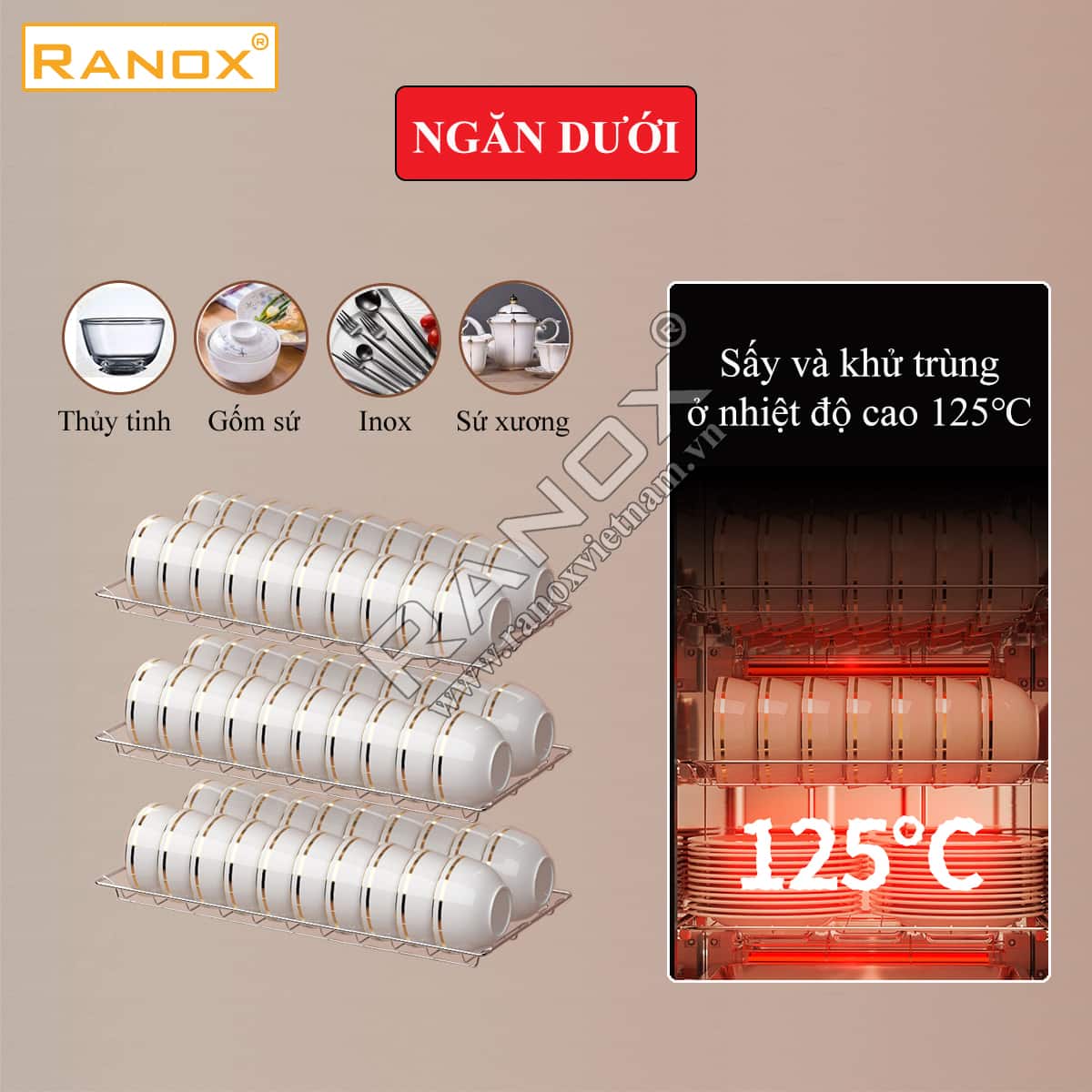 Tủ sấy bát HYUNDAI 368L màu đen, điều chỉnh thời gian 03