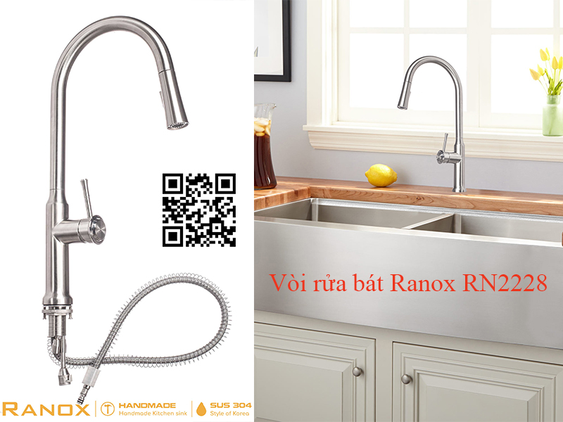 Vòi rửa bát có dây rút Ranox RN2228