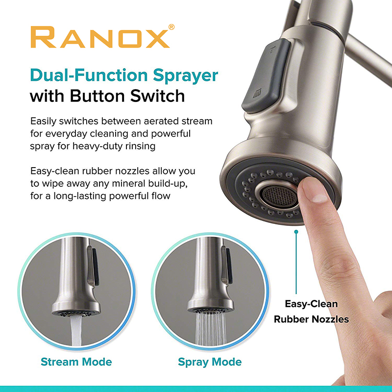 Vòi rửa bát có dây rút Ranox RN2221 02