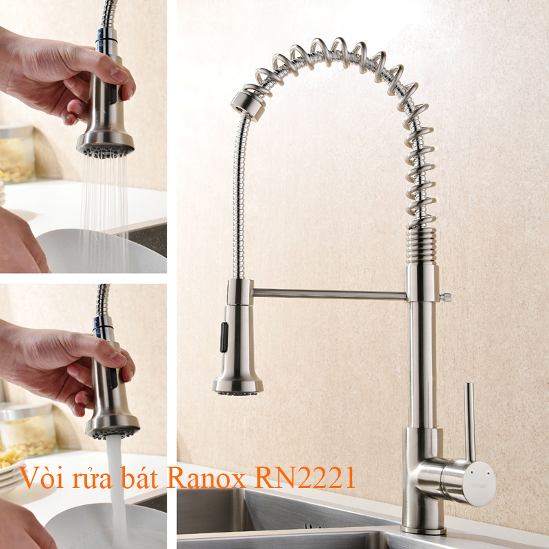 Vòi rửa bát hai đường nước Ranox RN2221 02