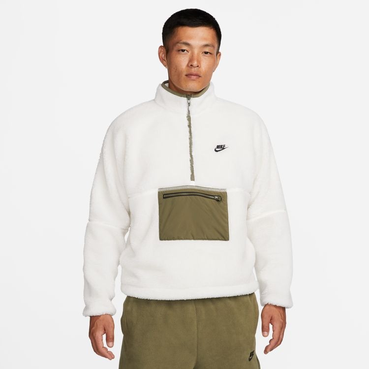 Áo Hoodie Chính Hãng  - Nike Club Winter half-zip fleece jacket 'White olive' -  DQ4881-133