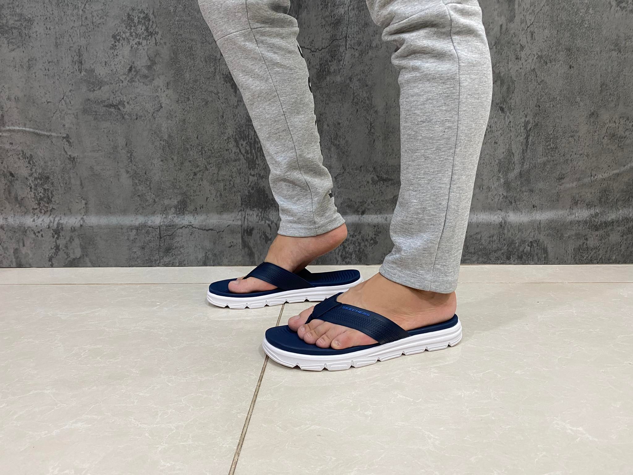 Dép Tông Nam Skechers Men's Navy/White Slippers - 51741/BBK