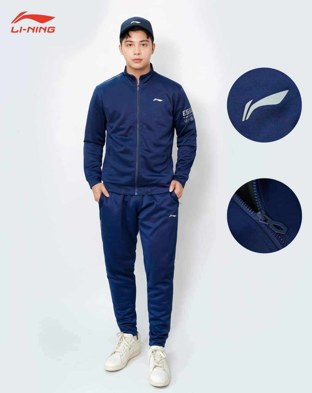 Bộ Thể Thao Chính Hãng Li-Ning TrackSuit Training Essentials Blue/Grey HL1-451