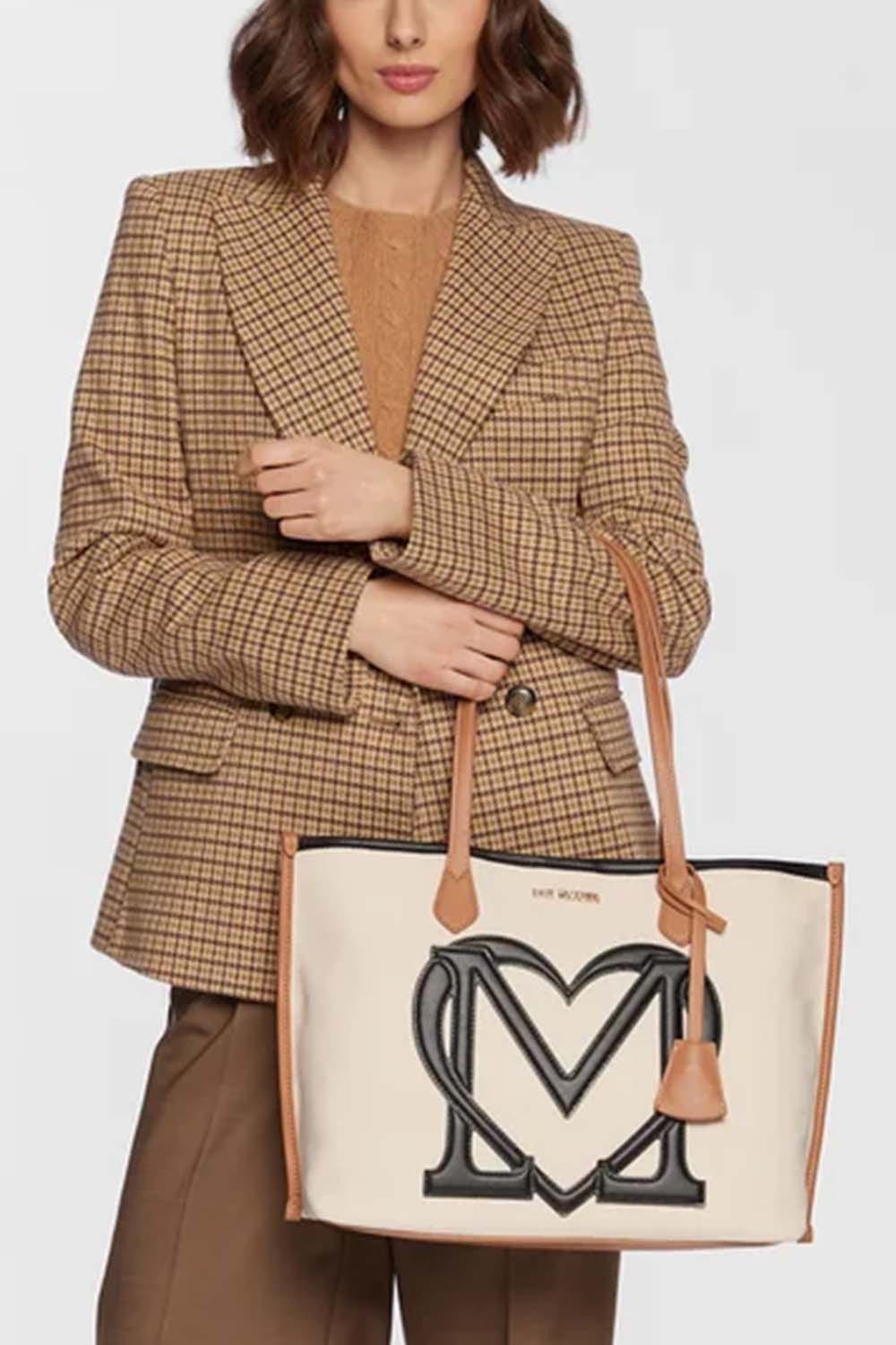 PHỤ KIỆN CHÍNH HÃNG - Túi Nữ Love Moschino Sporty love Tote bag cotton beige/black - JC4061PP1GLH1