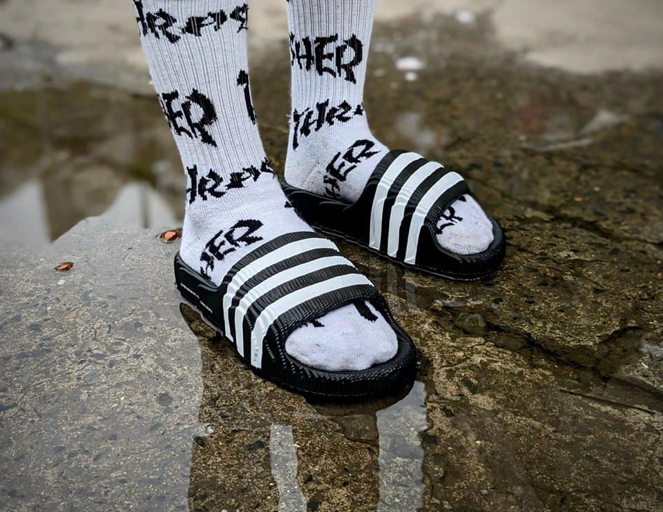 Dép Chính Hãng - Adidas Adilette 22 Slides Black/White - IF3670