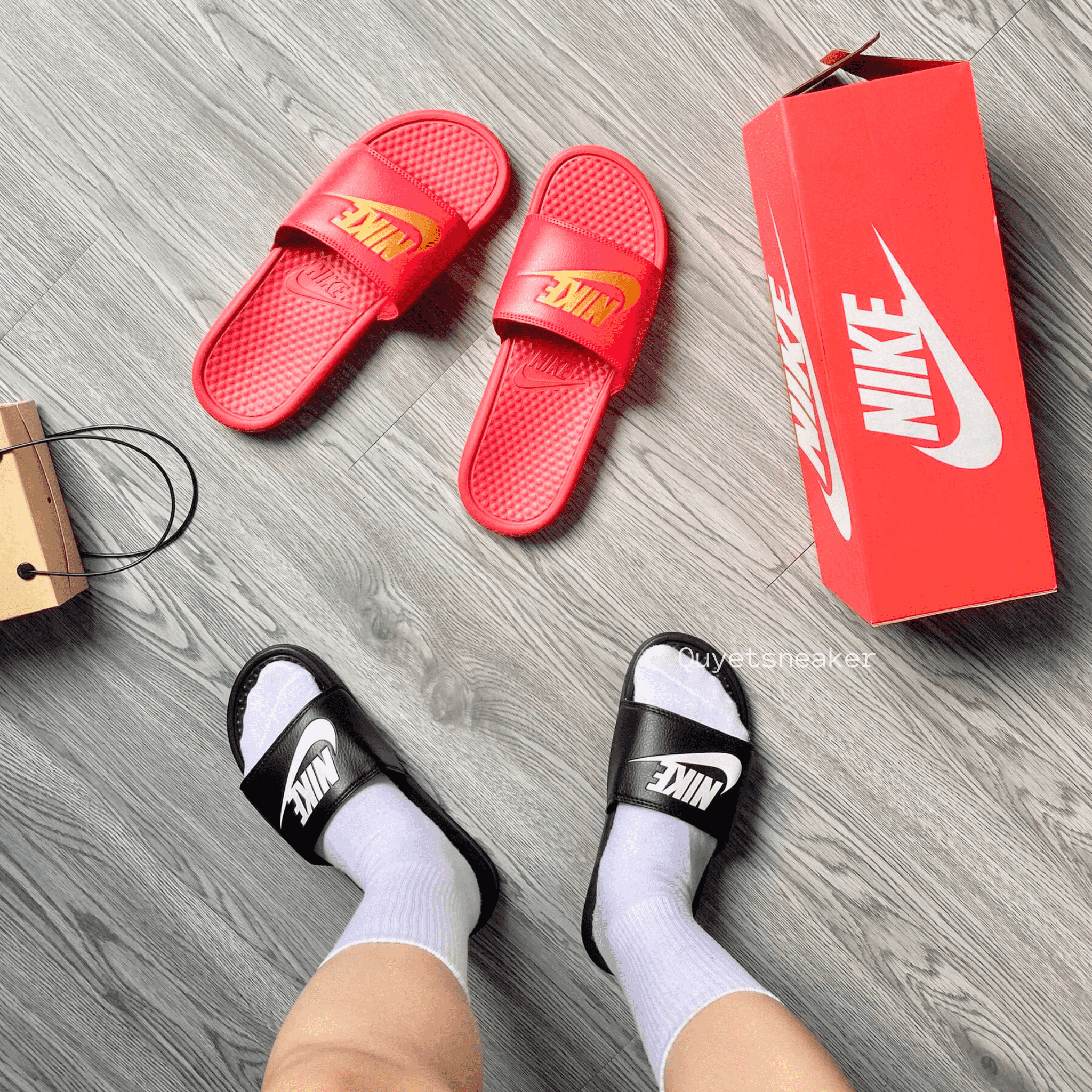 DÉP CHÍNH HÃNG - Nike Benassi Red/Gold - 343880-602