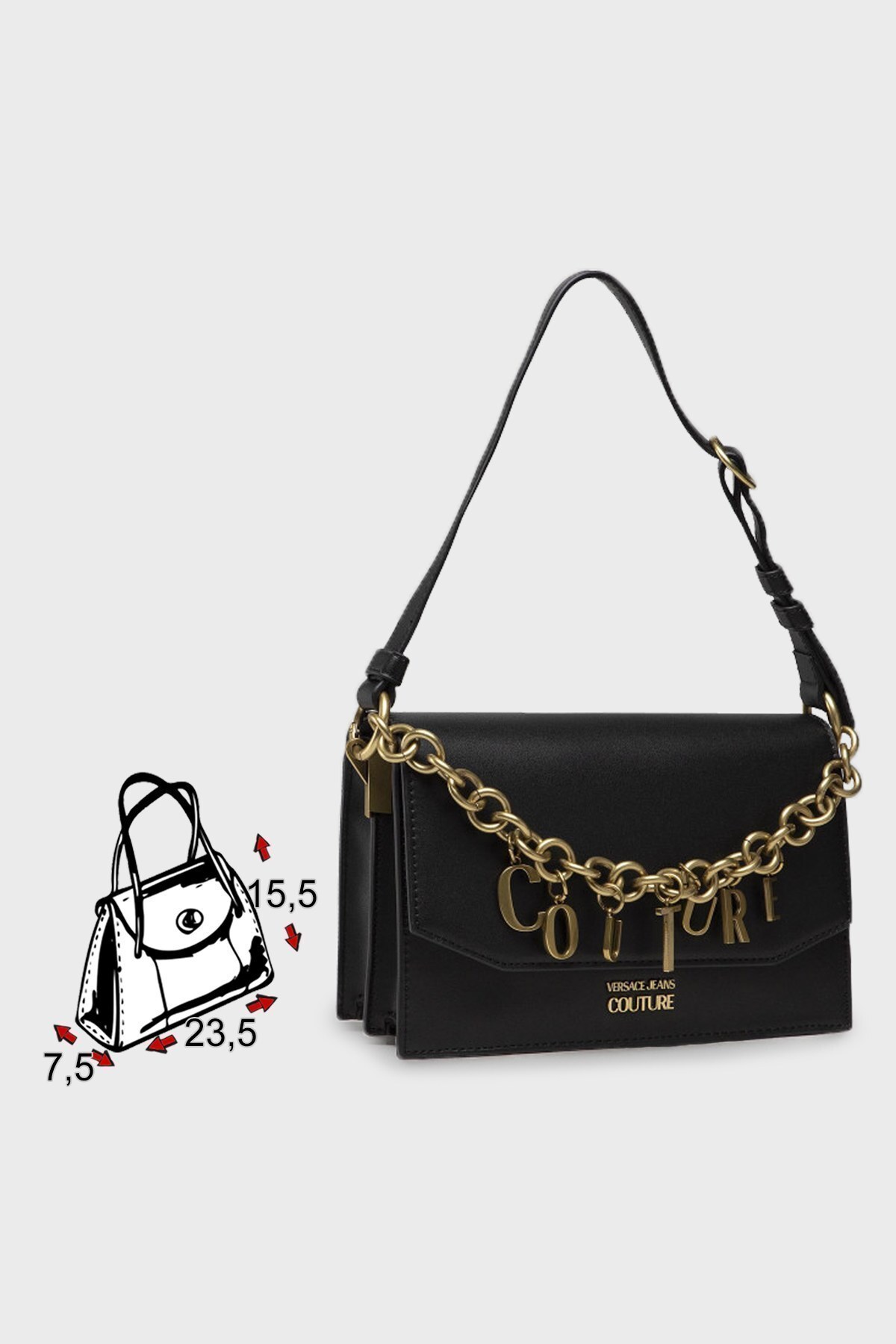 PHỤ KIỆN CHÍNH HÃNG - Túi Nữ Versace Jeans Couture Gold Chain Black Women's Shoulder Bag - 71VA4BC4-ZS063